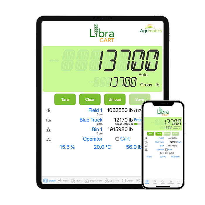 Agrimatics Libra cart on tablet and smart phone